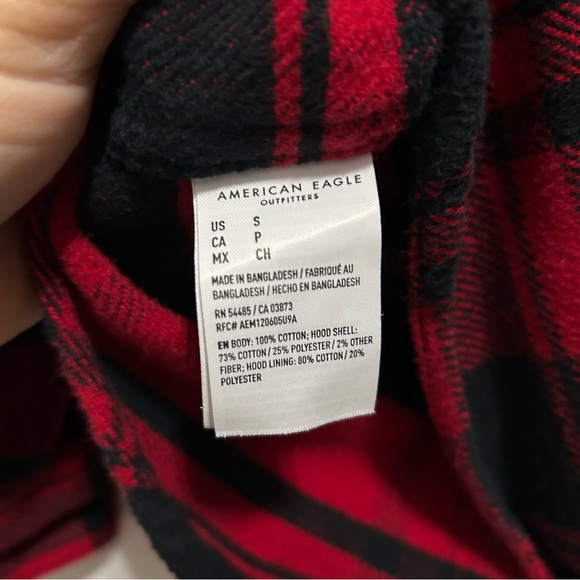 🔹American Eagle Women’s Buffalo Check Plaid Flannel Red Long Sleeve Button Shirt - Picture 6 of 9
